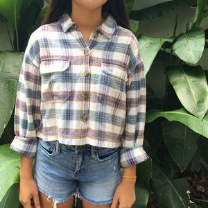 Cropped flannel long sleeve